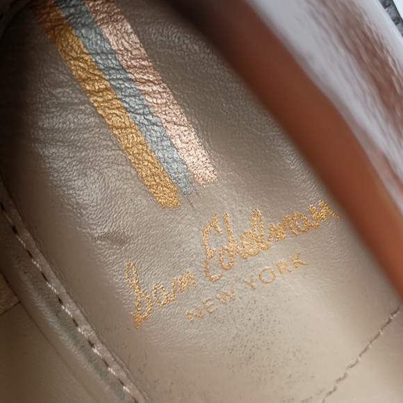 Sam Edelman Brown Loafers with Gold Chain Accent - Picture 8 of 9